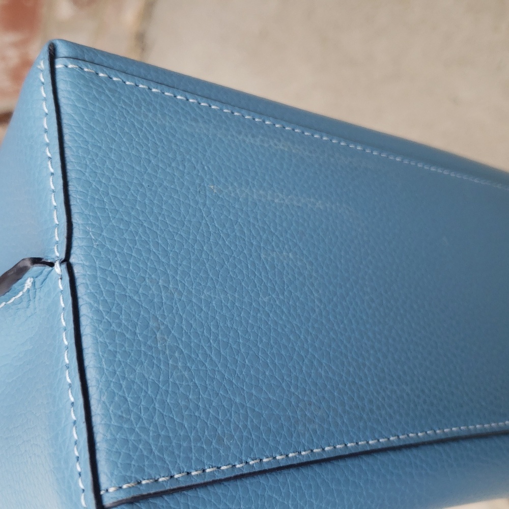 Coach Mollie Tote 25 Leather Satchel Convertible Bag Pacific Blue Designer - Picture 6 of 17